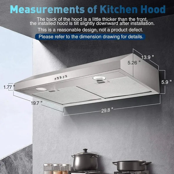 30 Inch Under Cabinet Range Hood 500 CFM