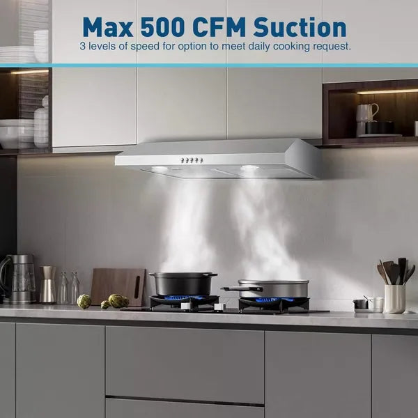 30 Inch Under Cabinet Range Hood 500 CFM