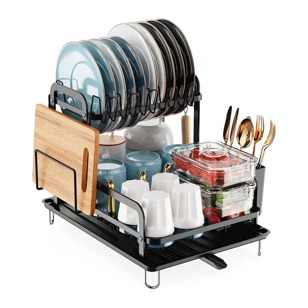 2-Tier Dish Drying Rack with Drainboard